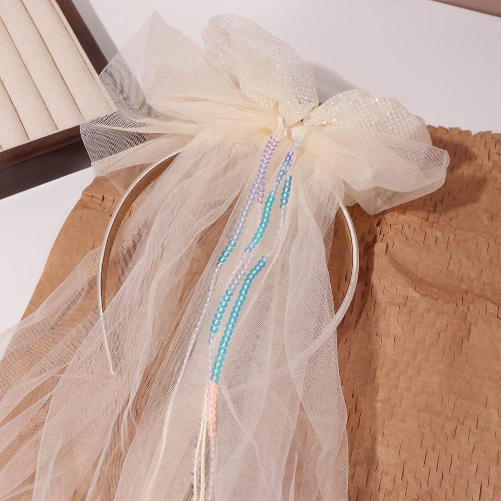 Creative White Veil Hairband Soft Birthday Photograph Prop  Hair Styling Accessory