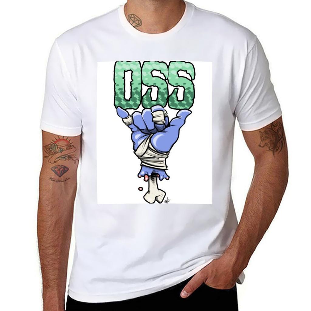 Oss Blauw T-shirt Comfortabel Basic Ronde Hals T-shirt