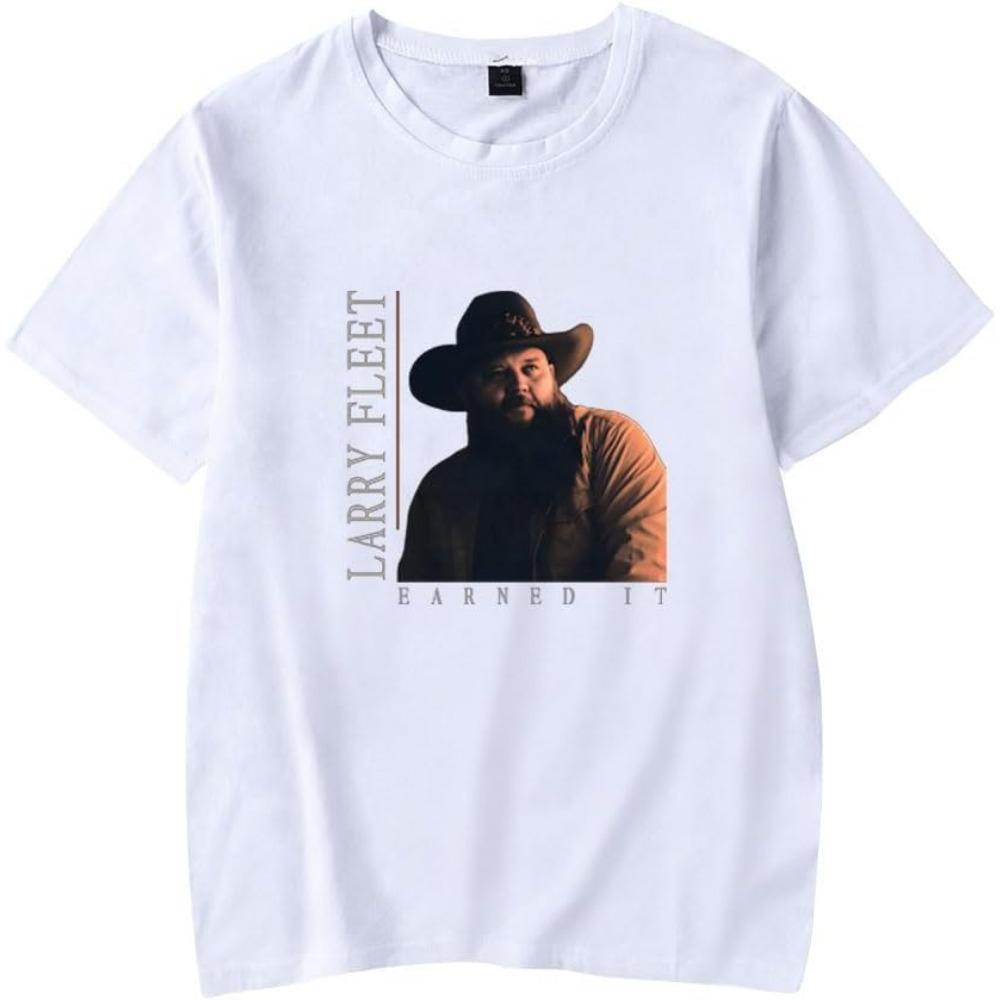 

Larry Fleet Earned It Short Sleeve Merch Tee Women Unisex Crewneck Fashion Tshirt Unisex Tops S