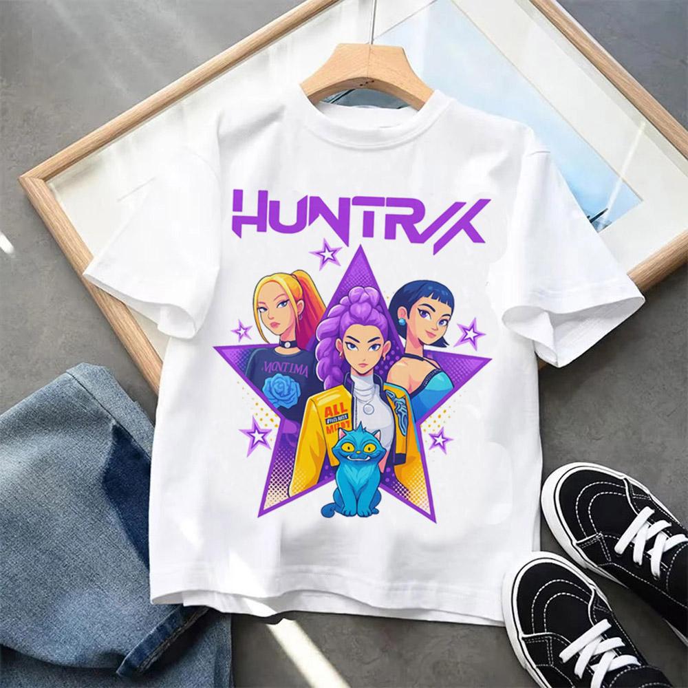 Детская одежда Kpop Demon Hunters Футболка с коротким рукавом Kpop Demon Hunters Футболка Tiger Harajuku для мальчиков и девочек Подарок 100