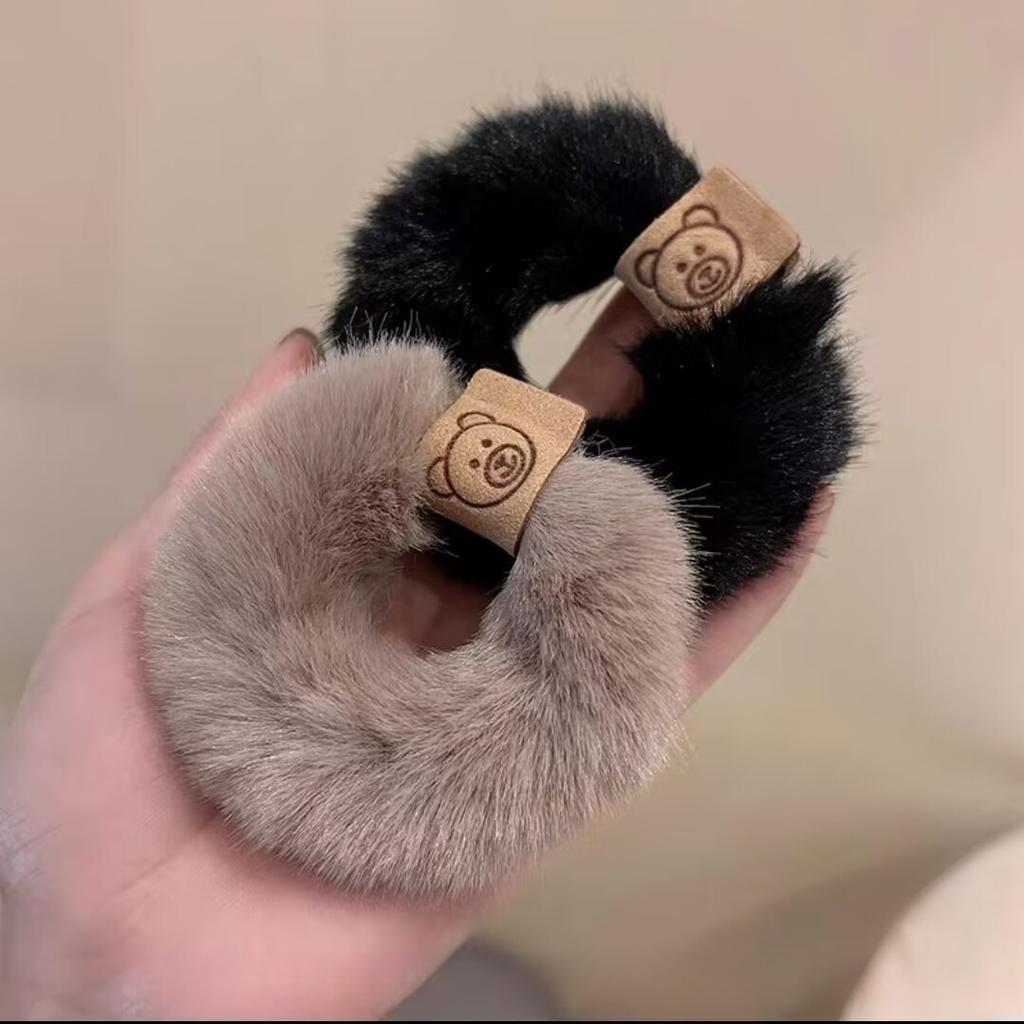 2/3PCS New Soft Plush Hair Rope Korean Thick High Elastic Bear Hairband Braiding Hair Accessories Ponytail Headwear Scrunchies