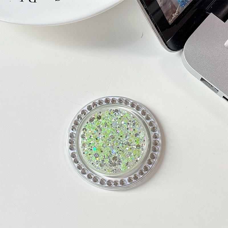 Rhinestone Magnetic Phone Holder with Sequins - Colorful Airbag Ring for Desktop Viewing