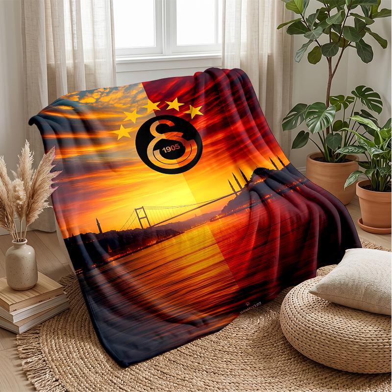 Galatasaray Fußball-Thema Decke Weiche Flanelldecke Plüsch Überwurf Gemütliche Sofa-Bett-Decke für Wohnkultur