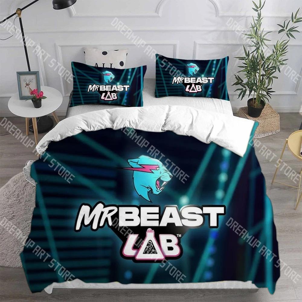 Módní Kreslený MrBeast Lab Povlečení Jednolůžko Twin Plné Královna Král Velikost Postelové Soupravy Dětský Pokoj Povlak na Peřinu Sady Prostěradlo Sada