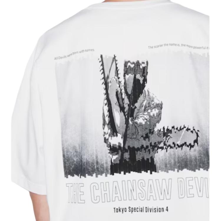 UNIQLO Chainsaw Man Collaboration Series Back Character Graphic Letter Print Short Sleeve T-Shirt Unisex Tops White 467422-00