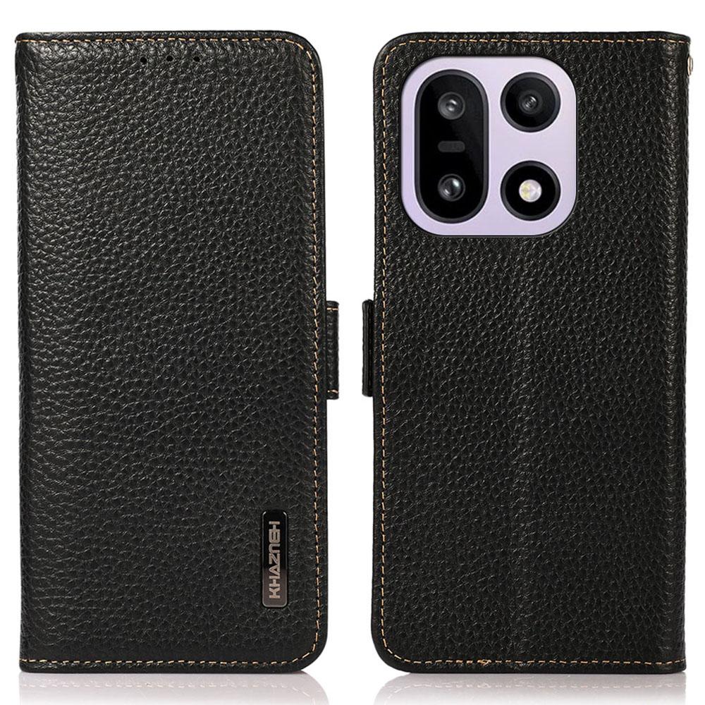 KHAZNEH Etui do telefonu OnePlus 15 5G Prawdziwa skóra bydlęca Pokrowiec Blokowanie RFID