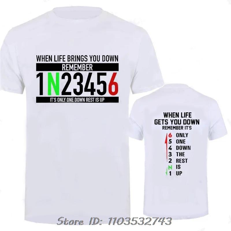 Motorcycle Gear Graphic T-shirt Classic Male Fitness T Shirt When Life Gets You Down Print Men's Clothing Cotton Tshirt Tops