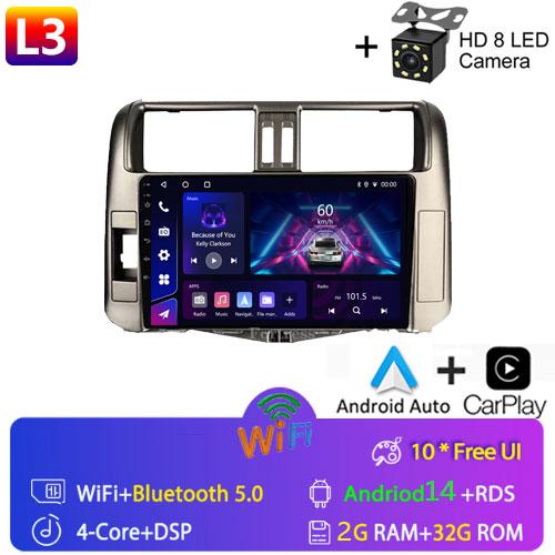 For Toyota Land Cruiser Prado 150 2009 - 2013 Car Radio Android 13 Video Multimedia Player GPS Navigation WIFI 4G LET Head Unit