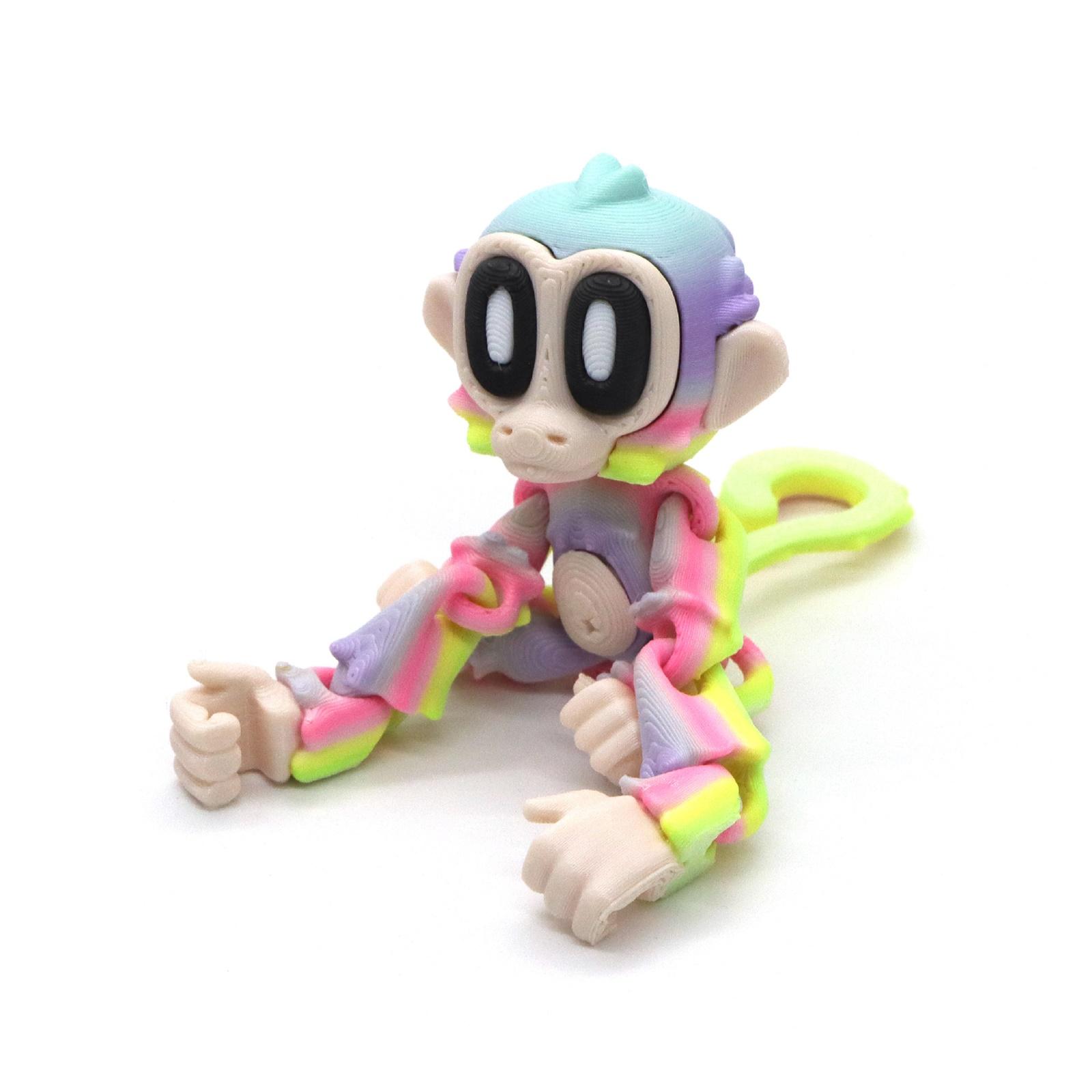 3D Printed Articulated Monkey Figurine Model Adjustable Joints Decorative Toy Collectible Desk Ornament One Size