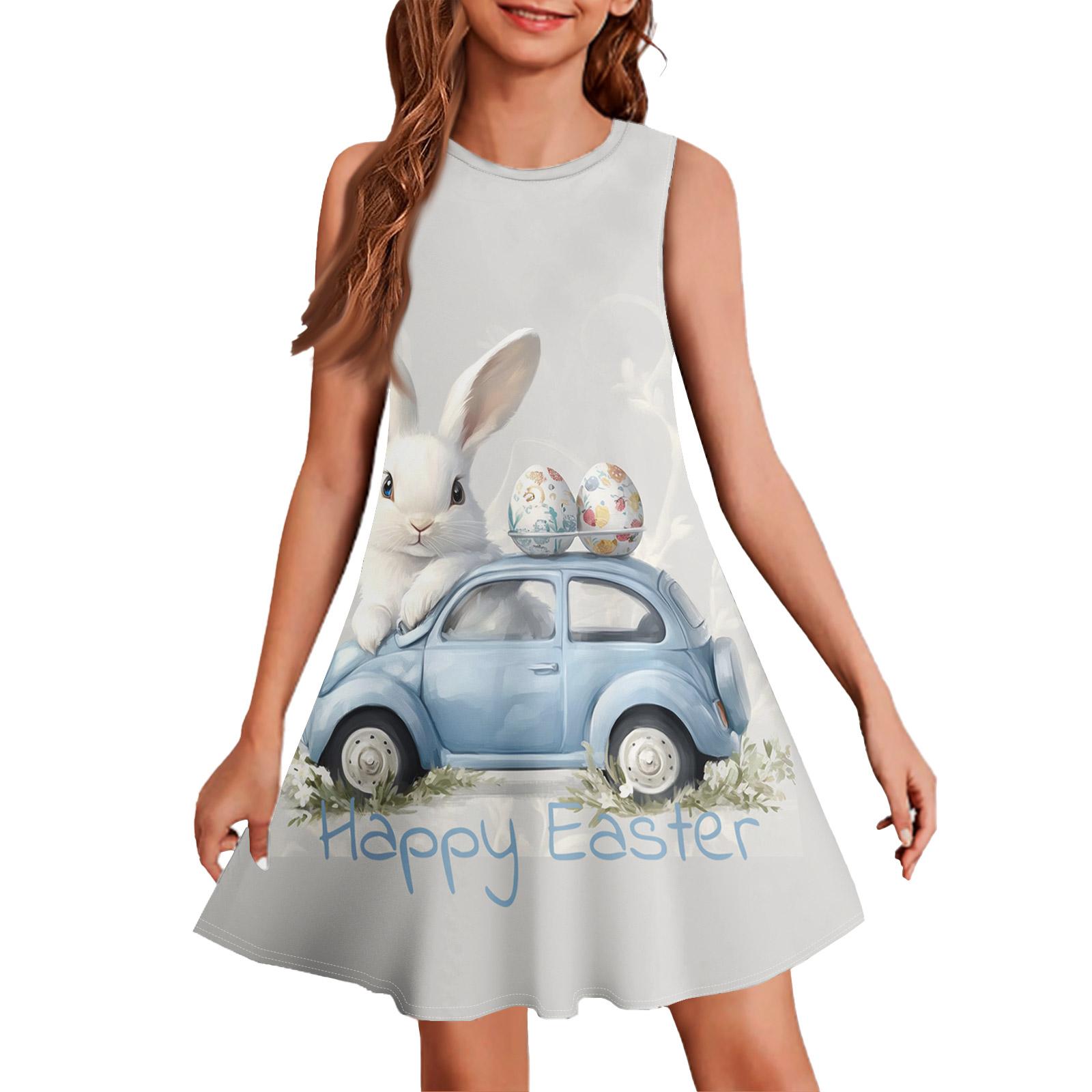 

Летнее платье для девочек без рукавов с принтом в цвете, повседневное платье 120
