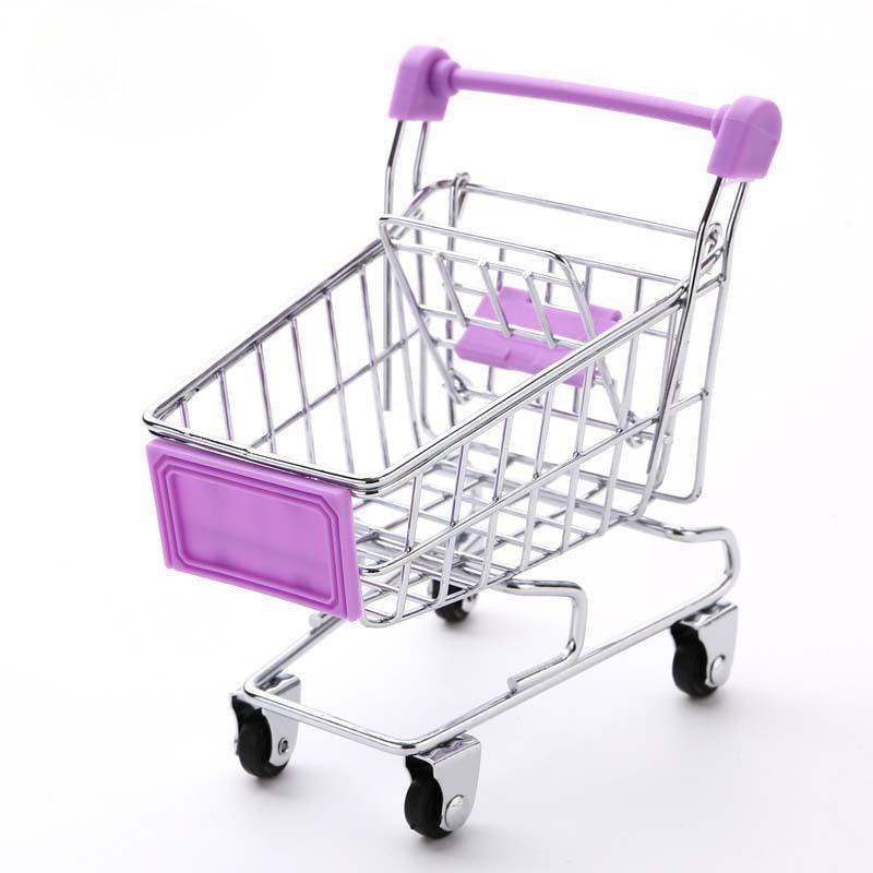 1:48 Mini Supermarket Shopping Trolley Cart Desktop Model Children's Toys Home Decoration Miniature