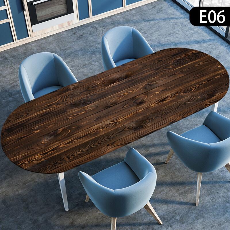1PC Waterproof Oval Elastic Tablecloth Wooden Plank Texture Style Dining TableCloth Kitchen Dining Wedding Party Decoration