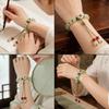 Elegant Round Jade Korean Bracelets White Color Peach Blossom Party Gifts Girls