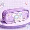 Super Large Capacity Cute Cartoon Canvas Pencil Case High Color Value Primary School Stationery Bag Transparent Plastic Material