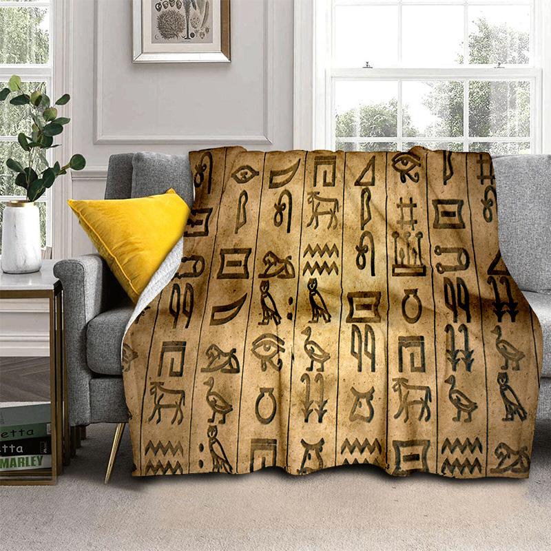 3D Egyptian Pharaoh Hieroglyphics Symbol Blanket,Soft Throw Blanket for Home Bedroom Bed Sofa Picnic Travel Office Cover Blanket