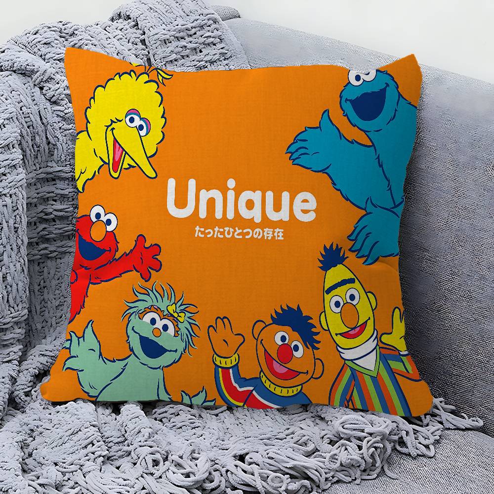 Cartoon S-Sesame-S-Street Pillow Cover Design Cushion Cover Decor Holiday Decorati