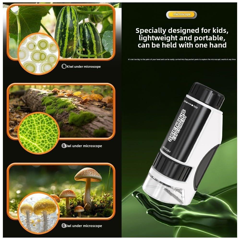 Adjustable Kids Microscope Up To 300x Kids Science Microscop Pocket Microscope Toys for Kids Gift