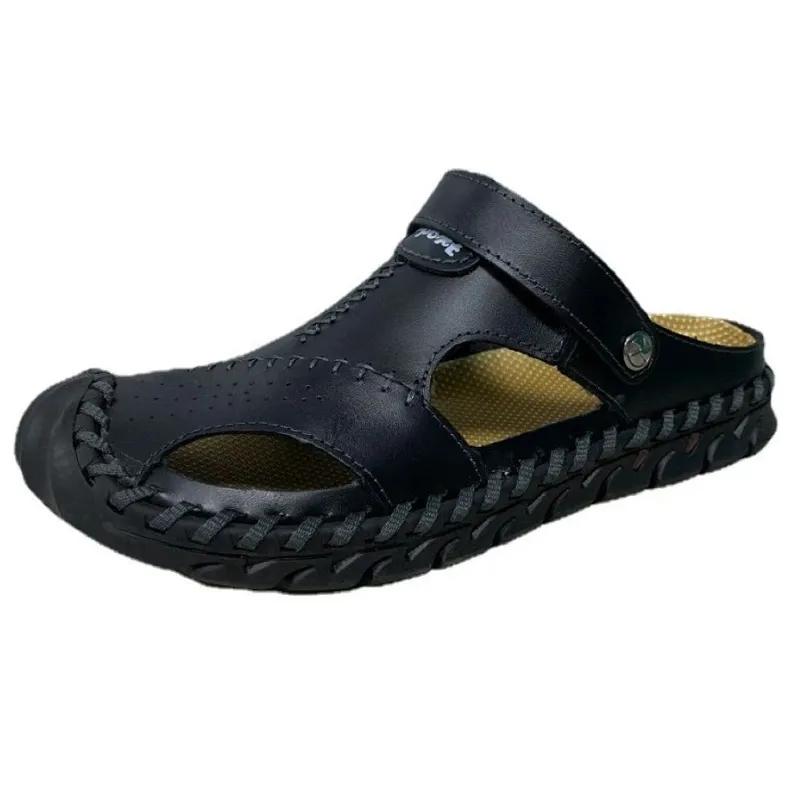 Pair of Shoes Men Hand-stitched Outdoor Closed Toe Leather Sandals