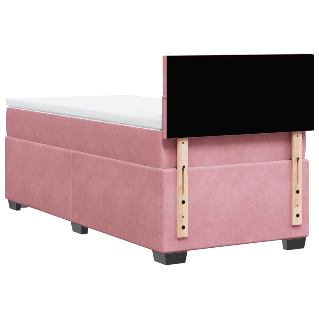 Box Spring Bed with Mattress Pink 100 x 200 cm Velvet