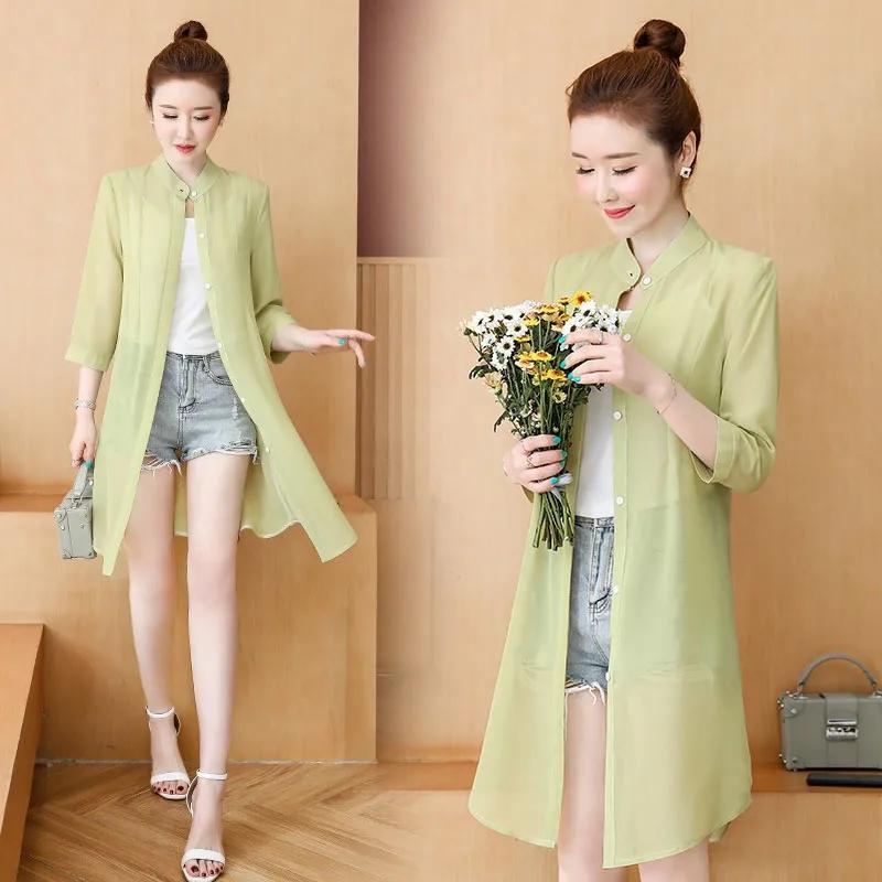 Women's Sun Clothing Lightweight Long UV Protection Jacket Summer Sunscreen Large Size Thin Jacket Female Chiffon Cardigan Coat 5XL