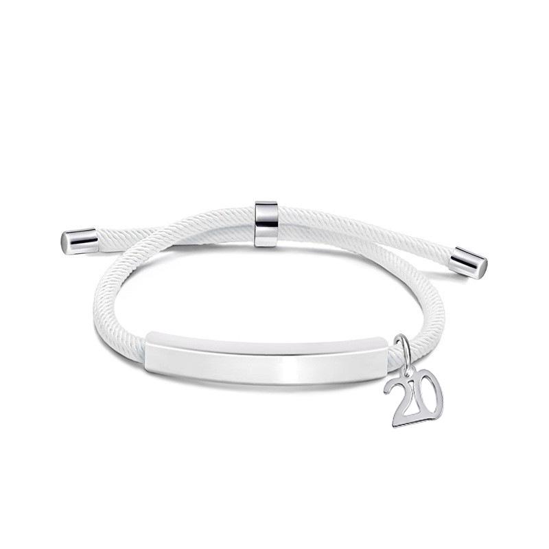 Multi-color Engravable Stainless Steel Bracelet with Number 16 Charm