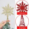 Christmas Snowflake Tree Topper: Gold, Silver & Red Glitter Ornament