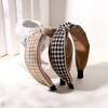 Vintage Print Wool Satin Patchwork Headband for Women Ladies Shopping Party Photograph Hair Hoop Accessories