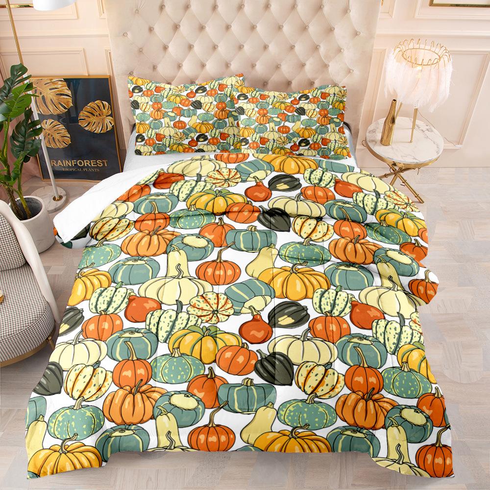 Halloween Duvet Cover Set Pumpkin Lantern Pattern Comforter Cover King Queen Size for Kids Boys Girls Gift Polyester Bedding Set