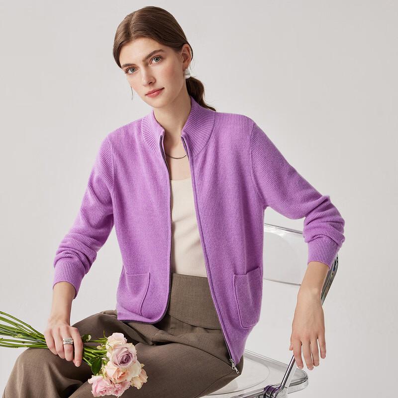 Zhaojun Women's Cashmere Zipper Cardigan