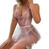 Europe & America Sexy White Mesh Lingerie Nightgown