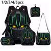 1/2/3/4/5 STuks Cartoon Robot Print Rugzak Set | Ruime Rugzak met Grote Capaciteit | Perfect voor Student School & Dagelijks Gebruik