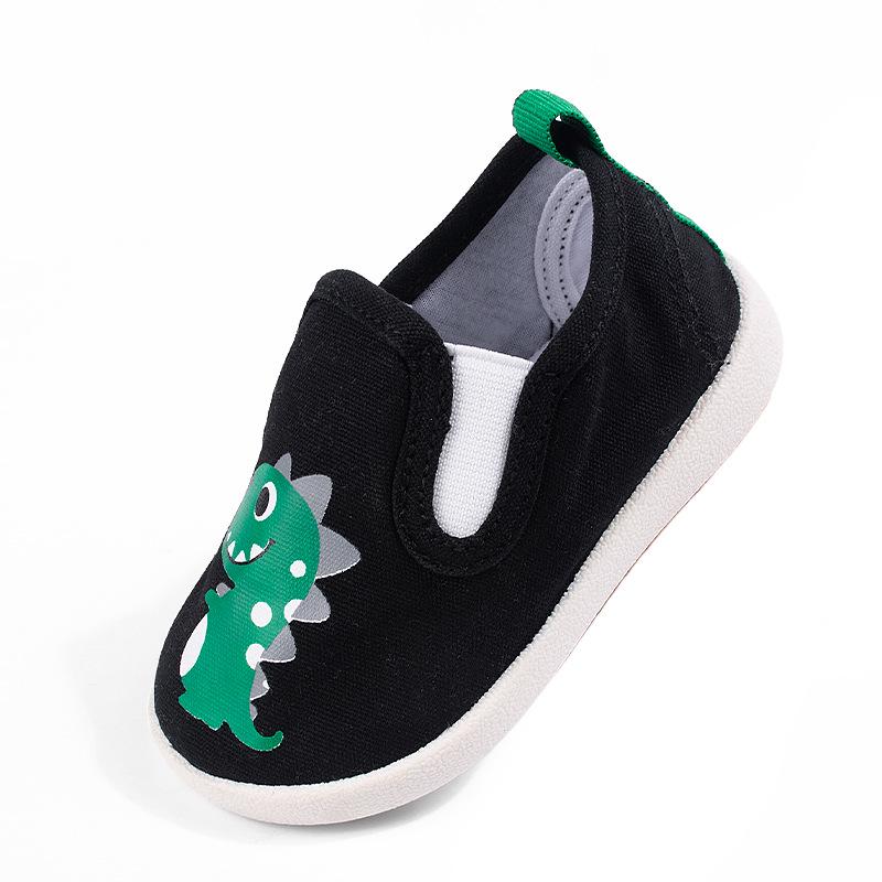 Eva Spring Dinosaur Canvas Shoes – Toddler Slip-On with Double Velcro and Soft Sole