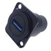 USB3.0 Panel Mount Connector Female To Female Stable Data Transmission D Type USB Socket for 86 Cabinet Panel Black