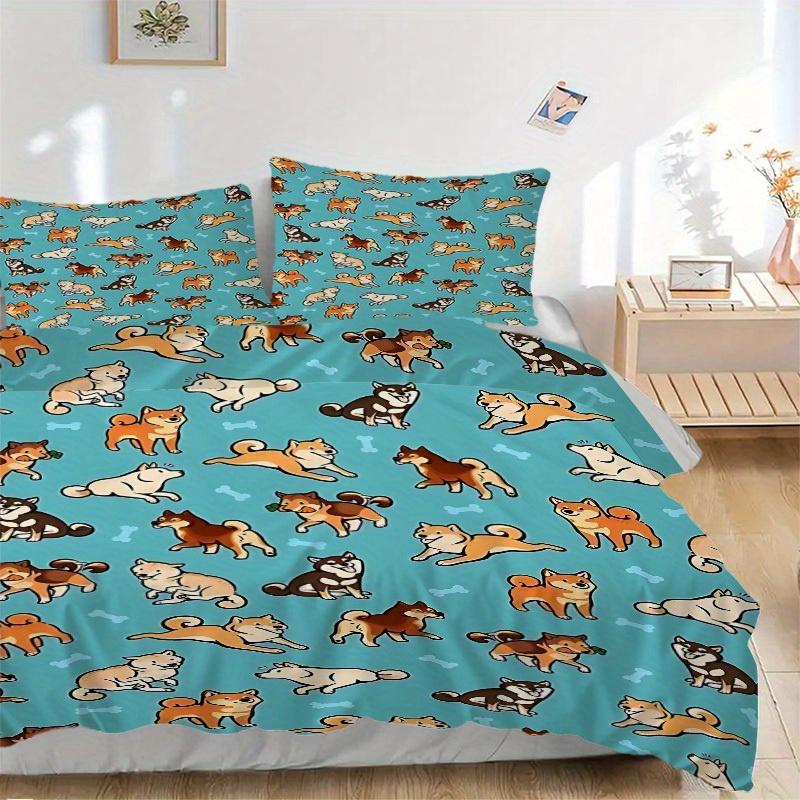 3er-Set Bettwäschebezüge mit Hunde-Knochen-Print, Modisches Klassisches Beliebtes Druck-Bettwäscheset, Weich Bequem, Ganzjahresnutzung, Für Schlafzimmer, Gästezimmera0819196