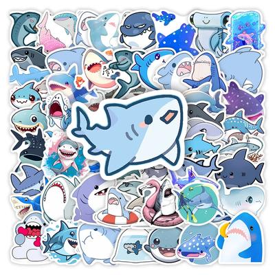 Cute Cartoon Shark Stickers Animal Diy Gift Toys Waterproof Decal For Laptop Scrapbook Phone Luggage Bottles Decorative