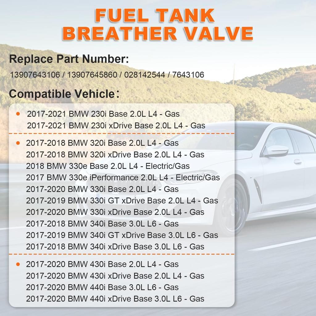 Car 13907643106 for 2016-2021 X3 230i 330i 340i 430i Fuel Tanks Air Breather Valves Carbon Tanks Valves