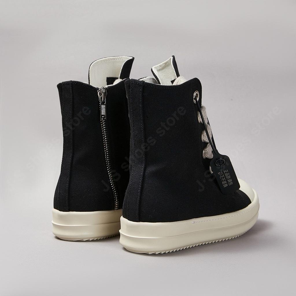 Black Canvas Shoe Men Boots Ro High Top Shoes Jumbo Laces Women Sneaker Casual Shoes Luxury Zipper Flat Shoes Ankle Boot