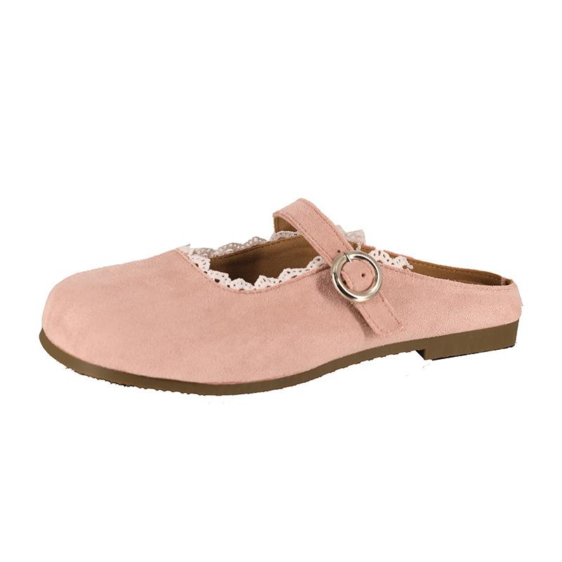 

Французский сказочный стиль сумка с плоским дном голова сандалии бокэн, весна 2025 новые замшевые туфли Мэри Джейн на мягкой подошве 40 розовый