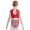 Kinder Mädchen Weihnachtskostüm Cosplay Tanz-Turnanzug Ärmelloser Jumpsuit Pailletten Streifen Gymnastik-Einteiler Body Weihnachtsmann Verkleidung
