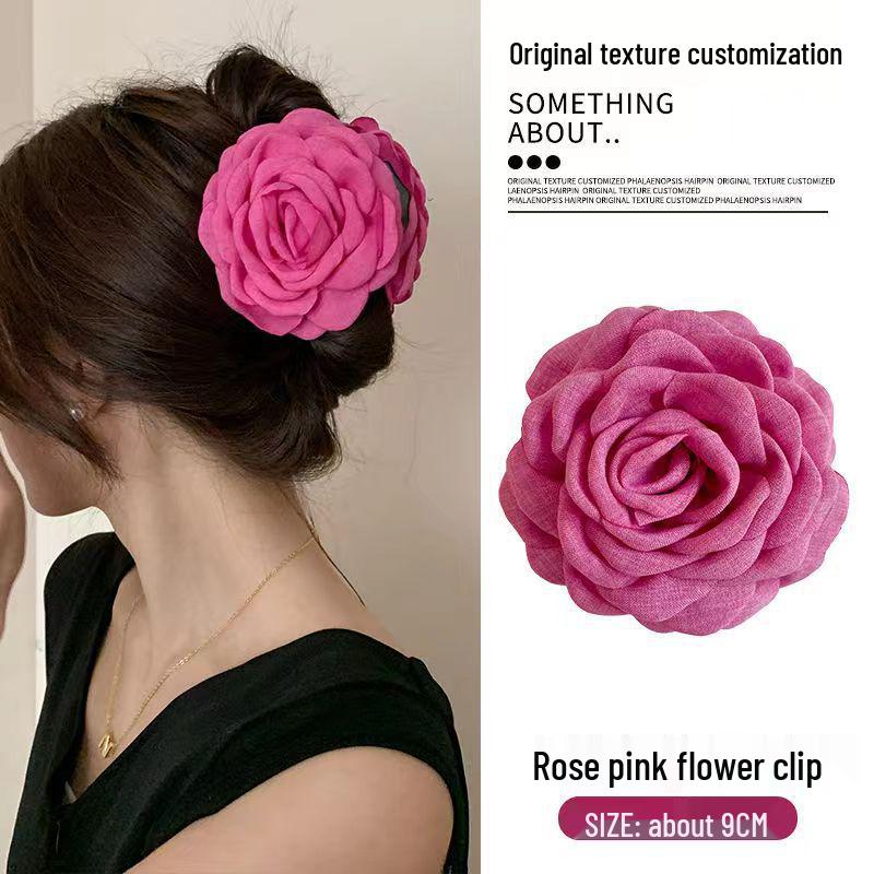 Caro 3D Rose Hair Claw Clip - 2024 High-End Floral Shark Clip for Women, Elegant Headwear