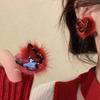 Temperament Versatile Sweet Versatile Girl Plush Butterfly Stud Earrings Female Chic Style Autumn And Winter Light Luxury High-End Earrings