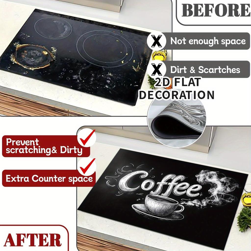 1Pcs Rubber Drying Mat With Coffee Print For Coffee Shop Restaurant Kitchen Carpet Tableware Durable Diatom Mud Table Mat Pet Mat Coffeeware