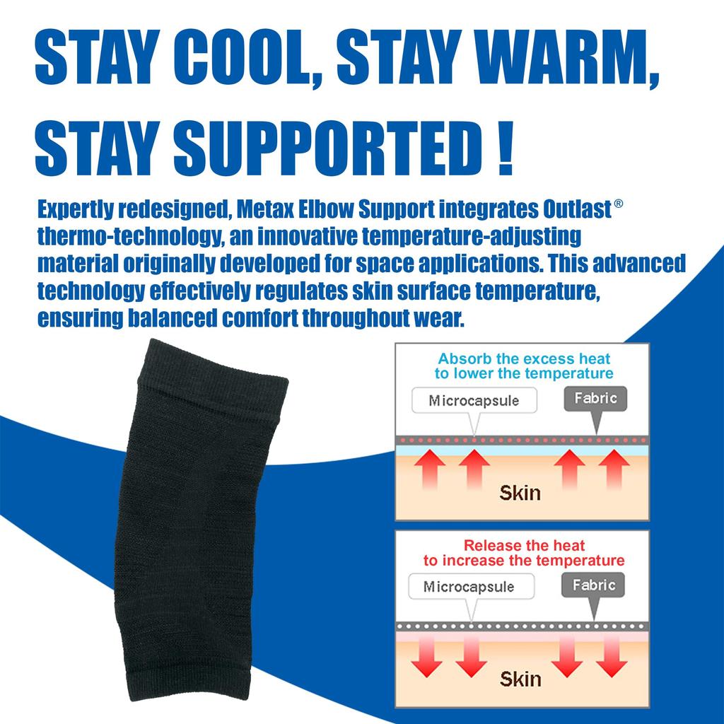Phiten Elbow Supporter, Soft Type, Black, Sizes L-LL
