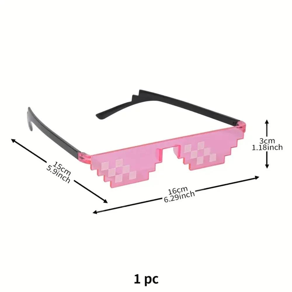 Mosaic Funny Party Glasses Festival Party Photo Props Anime Pixel Glasses Pixelated-Meme Gamer Decor Favor Funny Creative Gifts