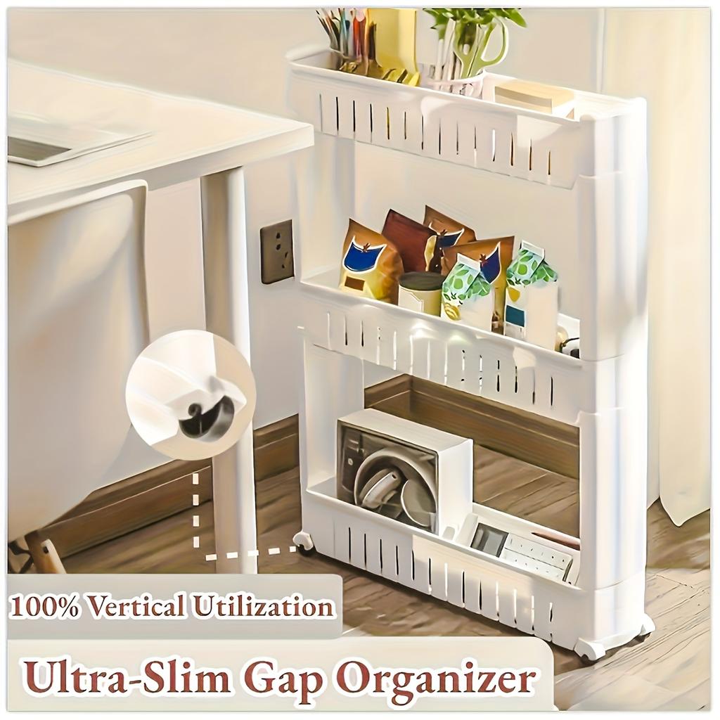 3-tier Ultra-thin Refrigerator Edge Shelf - Independent Storage Rack for Bathroom, Kitchen, Living Room