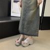 Beach Fashion Waterproof Roman Sandals Ladies Chunky High Heels Fashion High-heeled Slippers Wedge Casual Sandals
