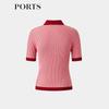 PORTS Women's Polo Neck Short Sleeve Knit Top