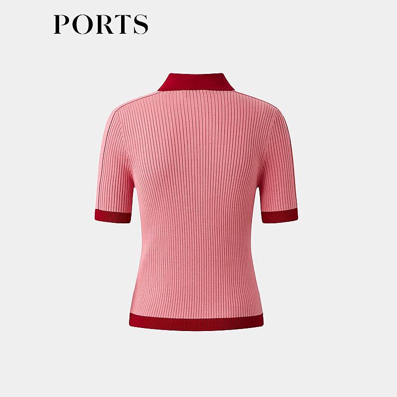 PORTS Women's Polo Neck Short Sleeve Knit Top