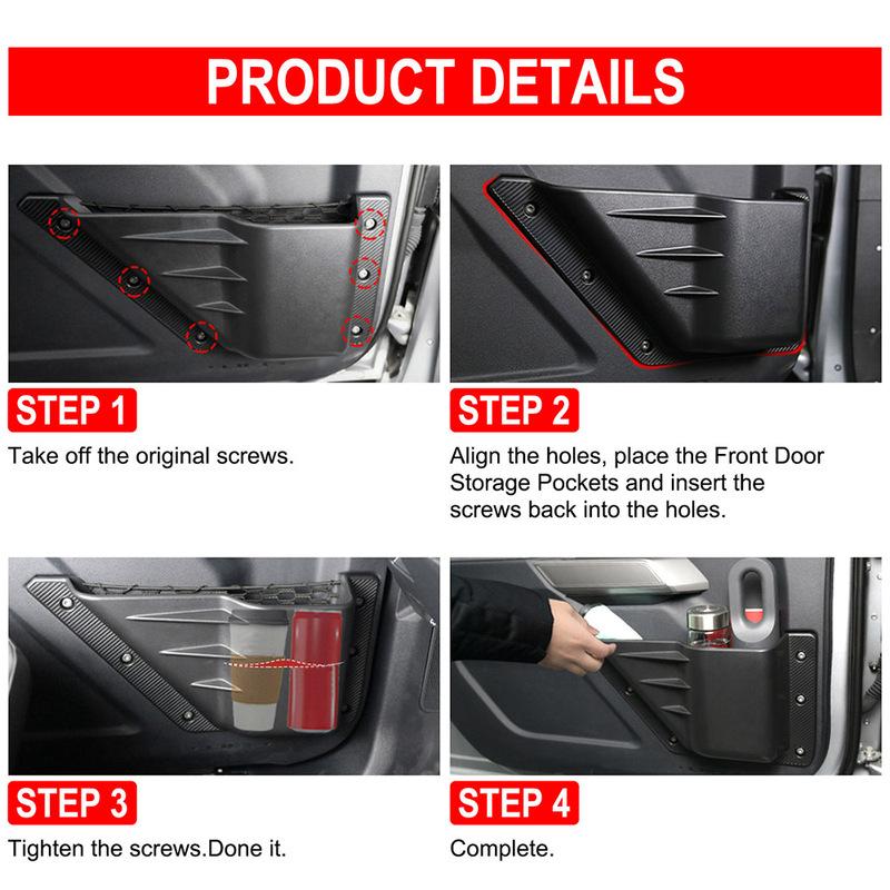 2pcs Front Door Storage Pockets Boxs Door Side ert Organizer Box Pockets For Ford Bronco 4 Door