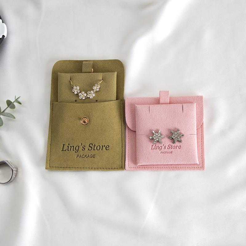 Jewelry Pouch Packaging Bag Snap Bag 8X8Cm With 6X6Cm Cards Soft Velvet Gift Necklace Earrings Rings Storage Bag